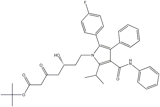 (R)-叔-丁基 7-(2-(4-氟苯基)-5-异丙基-3-苯基-4-(苯氨羰基)-1H-吡咯-1-基)-5-羟基-3-氧亚基庚酯分子式结构图