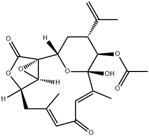 (1R,2S,4R,5R,6S,7Z,10Z,13R,17R)-5-Acetyloxy-6-hydroxy-7,11-dimethyl-4α-(1-methylethenyl)-14,16,18-trioxatetracyclo[11.2.2.12,6.01,17]octadeca-7,10-diene-9,15-dione分子式结构图