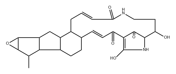 5,6,7,8,9,10,15a,16,17,17a,17b,18,18a,19a,19b,20,20a,20b-Octadecahydro-8,11-dihydroxy-18-methyl-9,12-methano-1H-oxireno[4,5]pentaleno[1,2-s]-5,10-benzodiazacycloheptadecine-4,13,21-trione分子式结构图