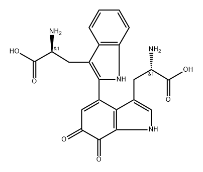 2-氨基-3-[2-[2-氨基-3-(2-羧基乙基)-6,7-二氧代-1H-吲哚-4-基]-1H-吲哚-3-基]丙酸分子式结构图