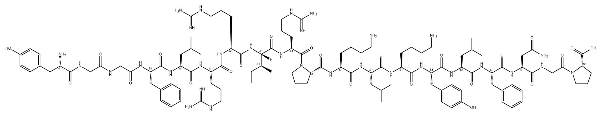 dynorphin A (1-13), Tyr(14)-Leu(15)-Phe(16)-Asn(17)-Gly(18)-Pro(19)-分子式结构图