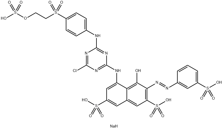 2,7-Naphthalenedisulfonic acid, 5-4-chloro-6-4-2-(sulfooxy)ethylsulfonylphenylamino-1,3,5-triazin-2-ylamino-4-hydroxy-3-(3-sulfophenyl)azo-, tetrasodium salt分子式结构图