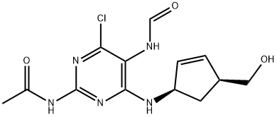 (1R-4S)-N-[4-Chloro-5-(forMylaMino)-6-[[4-(hydroxyMethyl)-2-cyclopenten-1-yl]aMino]-2-pyriMidinyl]acetaMide分子式结构图