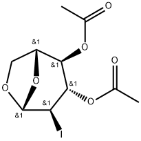 1,6-脱水-2-脱氧-2-碘-BETA-D-吡喃葡萄糖二乙酸酯分子式结构图