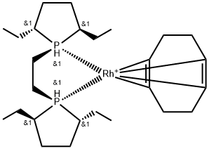 (-)-1,2-双[(2R,5R)-2,5-二乙基膦]乙烷(1,5-环辛二烯)铑(I)四氟硼酸盐分子式结构图