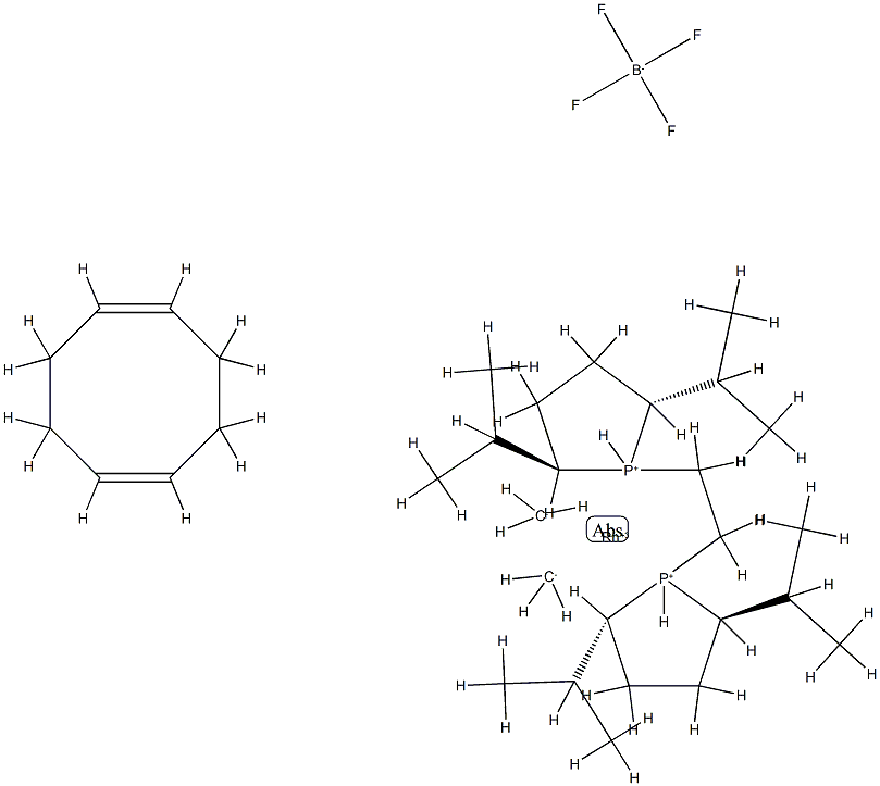 (-)-1,2-双[(2R,5R)-2,5-二异丙基膦]乙烷(1,5-环辛二烯)铑(I)四氟硼酸盐分子式结构图