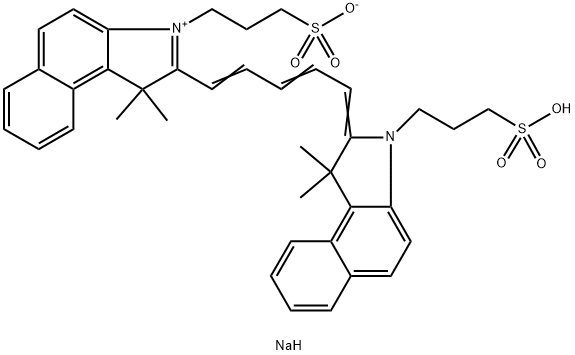 2-[5-[1,3-二氢-1,1-二甲基-3-(3-磺酸基丙基)-2H-苯并[E]吲哚-2-亚基]-1,3-戊二烯基]-1,1-二甲基-3-(3-磺酸基丙基)-1H-苯并[E]吲哚内盐钠盐分子式结构图