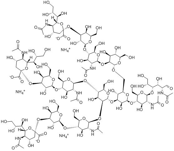 O-(N-乙酰基-ALPHA-神经胺酰基)-[2-3(OR 2-6)]-O-BETA-D-吡喃半乳糖基-(1-4)-O-2-(乙酰氨基)-2-脱氧-BETA-D-吡喃葡萄糖基-(1-2)-O-ALPHA-D-甘露糖基-(1-6)-O-[O-(N-乙酰基-ALPHA-神经胺酰基)-[2-3(OR 2-6)]-O-BETA-D-吡喃半乳糖基-(1-4)-O-2-(乙酰氨基)-2-脱氧-BETA-D-吡喃葡萄糖基-(1-2)-O-[O-(N-乙酰基-ALPHA-神经胺酰基)-[2-3(OR 2-6)]-O-BETA-D-吡喃半乳糖基-(1-4)-2-(乙酰氨基)-2-脱氧-BETA-D-吡喃葡萄糖基分子式结构图