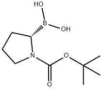 (S)-N-叔丁氧羰基吡咯烷-2-硼酸分子式结构图