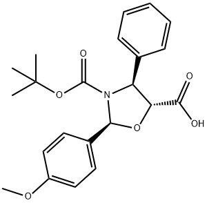 (2S,4S,5R)-3-BOC-2-(4-甲氧基苯基)-4-苯基噁唑烷-5-甲酸分子式结构图