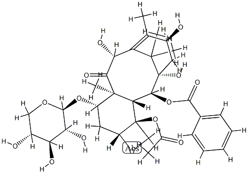 10-O-去乙酰基-7-O-BETA-D-吡喃木糖基浆果赤霉素 III分子式结构图