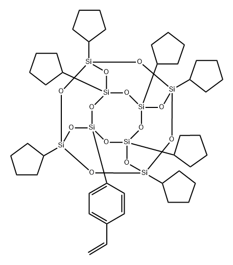 1-(4-苯乙烯基)-3,5,7,9,11,13,15-七环戊基硅氧烷分子式结构图