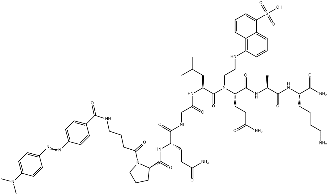 DABCYL-GABA-PRO-GLN-GLY-LEU-GLU: EDANS-ALA-LYS-NH2分子式结构图