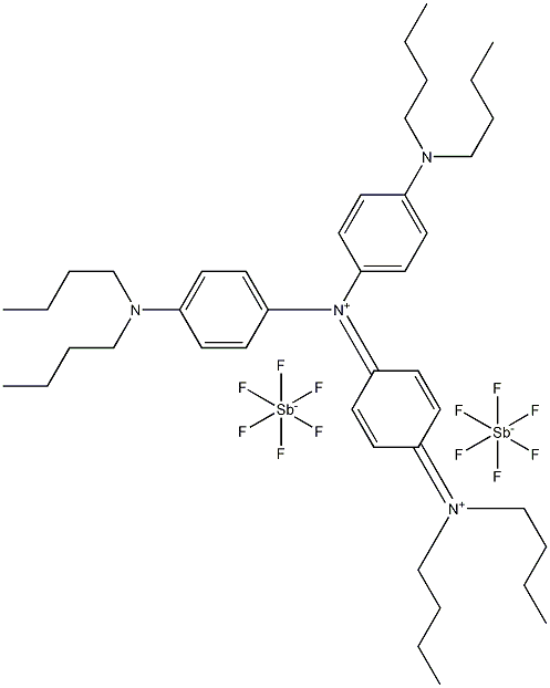 4-(二丁氨基)-N-[4-(二丁氨基)苯基]-N-[4-(二丁亚氨基)-2,5-环己二烯-1-基亚甲基]苯铵六氟锑酸盐分子式结构图