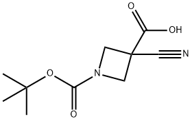 1-[(叔丁氧基)羰基]-3-氰基氮杂环丁烷-3-羧酸分子式结构图