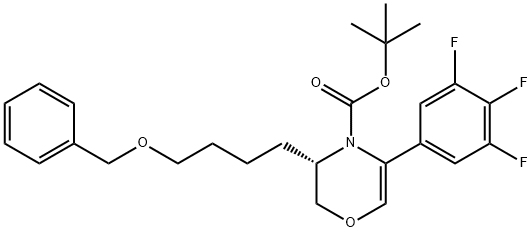 3-(4-(苄氧基)丁基)-5-(3,4,5-三氟苯基)-2H-1,4-恶嗪-4(3H)-羧酸叔丁酯分子式结构图