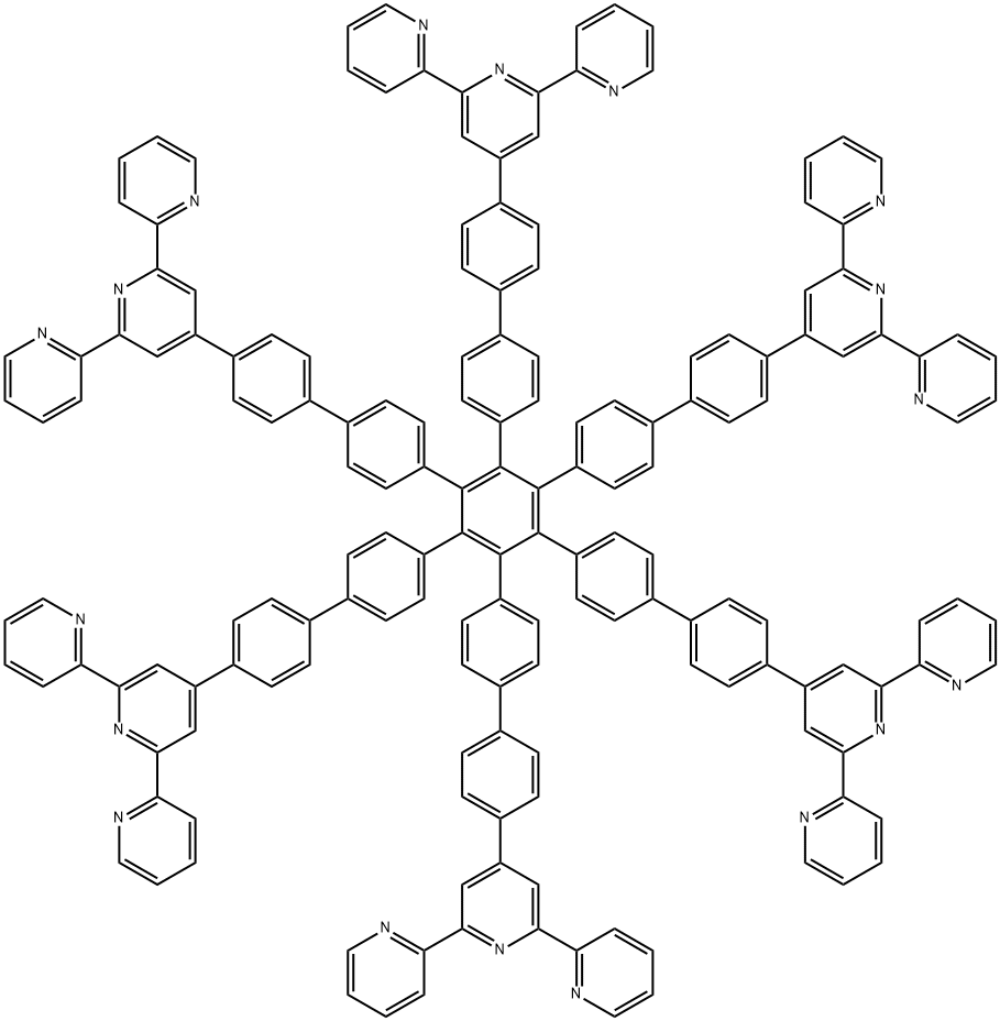 1,2,3,4,5,6-hexa (4'-biphenyl-4'-tripyridinyl) benzene分子式结构图