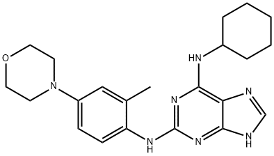 N6-环己基-N2-(2-甲基-4-吗啉苯基)-9H-嘌呤-2,6-二胺分子式结构图