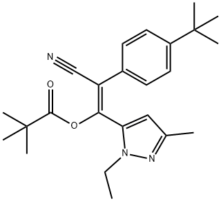 (1Z)-2-[4-叔丁基苯基]-1-(1-乙基-3-甲基吡唑-5-基)丙烯腈醇叔戊酸酯分子式结构图