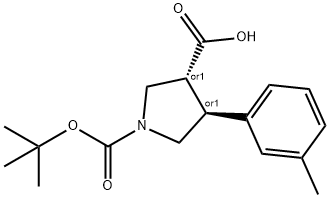 BOC-(TRANS)-4-(3-METHYL-PHENYL)-PYRROLIDINE-3-CARBOXYLIC ACID分子式结构图