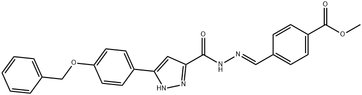 methyl (E)-4-((2-(3-(4-(benzyloxy)phenyl)-1H-pyrazole-5-carbonyl)hydrazono)methyl)benzoate分子式结构图