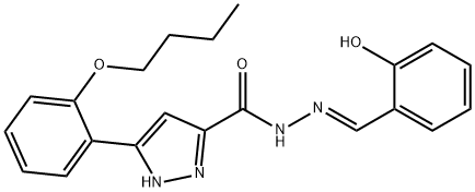 (E)-3-(2-butoxyphenyl)-N-(2-hydroxybenzylidene)-1H-pyrazole-5-carbohydrazide分子式结构图