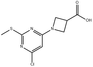 1-(6-氯-2-甲硫基-嘧啶-4-基)-氮杂环丁烷-3-羧酸分子式结构图