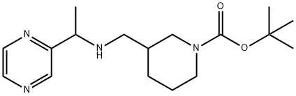 3-[(1-吡嗪-2-基-乙基氨基)-甲基]-哌啶-1-羧酸叔丁基酯分子式结构图