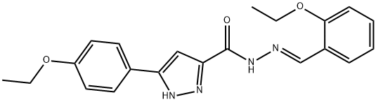 (E)-N-(2-ethoxybenzylidene)-3-(4-ethoxyphenyl)-1H-pyrazole-5-carbohydrazide分子式结构图