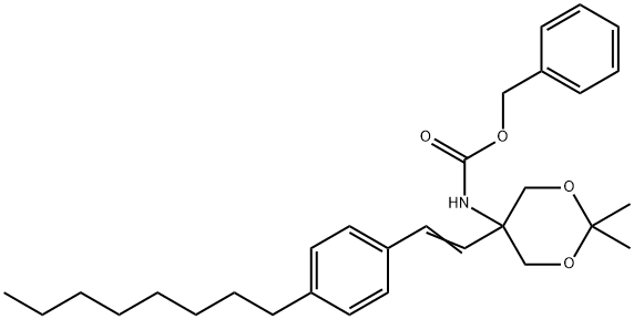 (E)-5-(4-辛基苯乙烯基)-2,2-二甲基-1,3-二恶烷-5-基碳酸甲酯分子式结构图