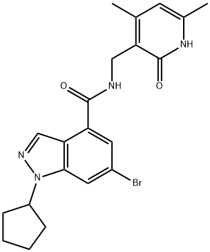 1H-Indazole-4-carboxaMide,6-broMo-1-cyclopentyl-N-[(1,2-dihydro-4,6-diMethyl-2-oxo-3-pyridinyl)Methyl]-分子式结构图