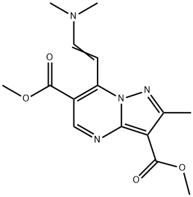 7-[(E)-2-(二甲基氨基)乙烯基]-2-甲基吡唑[1,5-A]嘧啶-3,6-二甲酸二甲酯分子式结构图