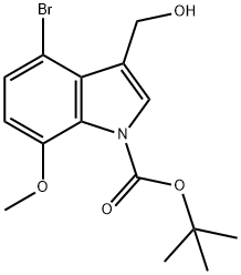 4-溴-3-(羟甲基)-7-甲氧基-1H-吲哚-1-羧酸叔丁酯分子式结构图