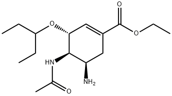 (3R,4R,5R)-4-乙酰氨基-5-氨基-3(1-乙丙氧基)-1-环己烯-1-羧酸乙酯盐酸盐分子式结构图