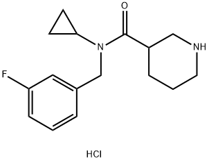 哌啶-3-羧酸环丙基-(3-氟-苄基)-酰胺盐酸盐分子式结构图