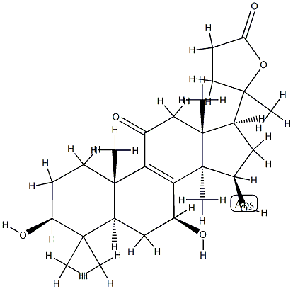 3Β,7Β,15Β-三羟基-11-羰基-羊毛甾烷-8-烯-24→20内酯分子式结构图