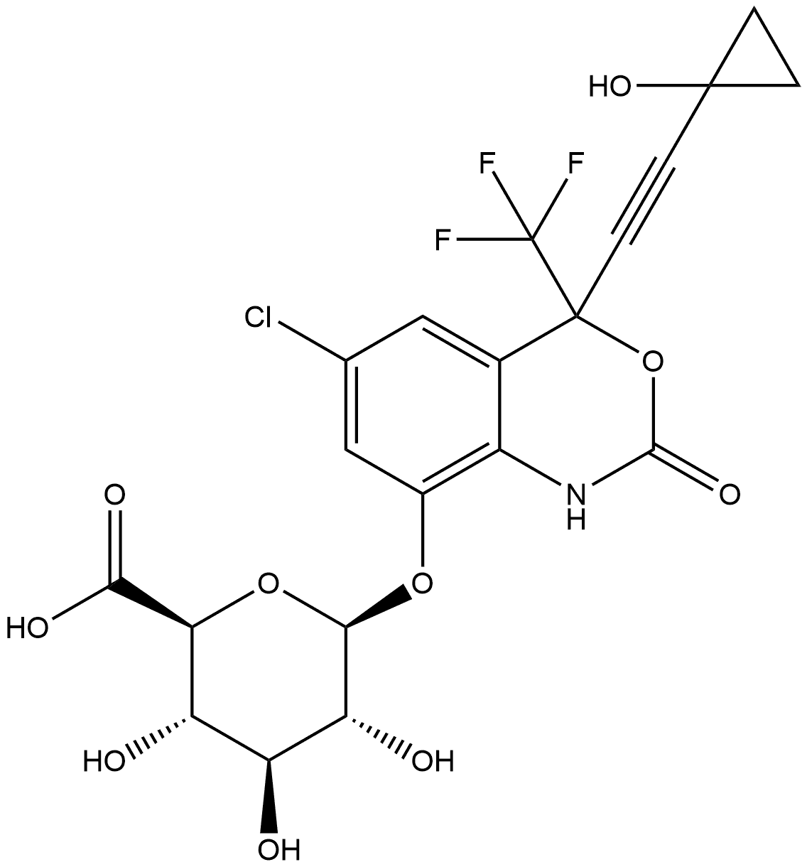 rac 8,14-Dihydroxy Efavirenz 8-O-β-D-Glucuronide分子式结构图