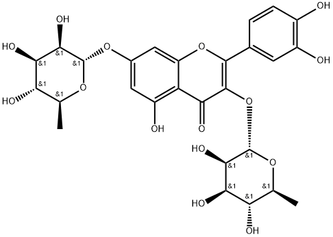 槲皮素-3,7-二-O-鼠李糖苷分子式结构图