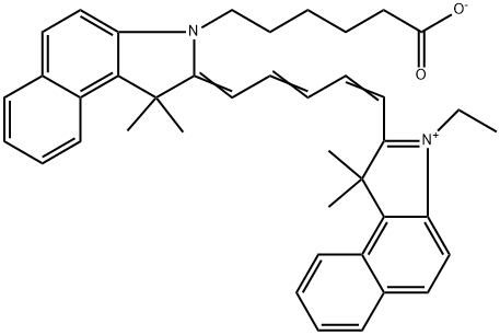 2-[5-[3-(5-羧基戊基)-1,3-二氢-1,1-二甲基-2H-苯并[E]吲哚-2-亚基]-1,3-戊二烯基]-3-乙基-1,1-二甲基-1H-苯并[E]吲哚内盐分子式结构图