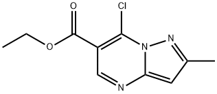 7-氯-2-甲基吡唑并[1,5-A]嘧啶-6-羧酸乙酯分子式结构图