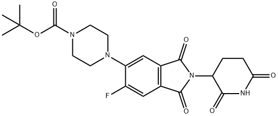 4-(2-(2,6-二氧代哌啶-3-基)-6-氟-1,3-二氧代异吲哚啉-5-基)哌嗪-1-甲酸叔丁酯分子式结构图