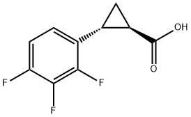 trans-2-(2，3，4-trifluorophenyl)cyclopropane-1-carboxylic acid分子式结构图