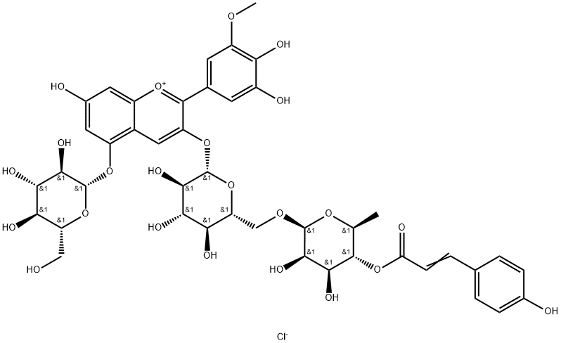 矮牵牛色素-3-O-[6''-O-(Z)对香豆酰芸香糖苷]-5-O-葡萄糖苷分子式结构图