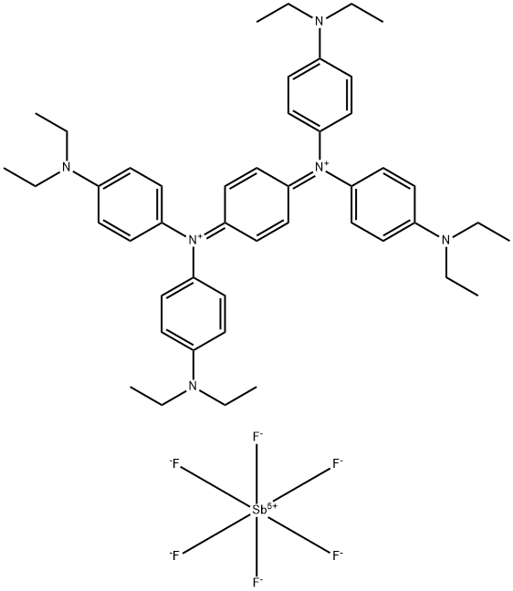 2,5-环己二烯-1,4-二基双[双[对(二乙基氨基)苯基]铵六氟锑酸盐(V)]分子式结构图