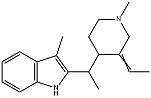 3-Methyl-2-[1-(1-methyl-3-ethylidene-2-piperidinyl)ethyl]-1H-indole分子式结构图