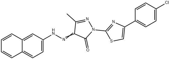 2-[4-(4-chlorophenyl)-1,3-thiazol-2-yl]-5-methyl-4-(2-naphthylhydrazono)-2,4-dihydro-3H-pyrazol-3-one分子式结构图