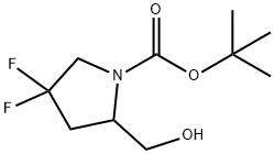 4.4-二氟-2-羟甲基吡咯烷-1-叔丁基羧酸分子式结构图