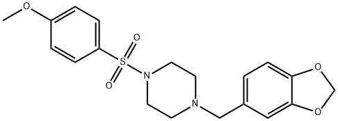 4-{[4-(1,3-benzodioxol-5-ylmethyl)-1-piperazinyl]sulfonyl}phenyl methyl ether分子式结构图