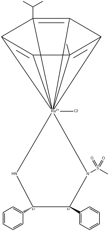 氯(对伞花烃)[(1S,2S)-(-)-2-氨基-1,2-二苯基乙基((甲基磺酰胺基)]钌(II)分子式结构图