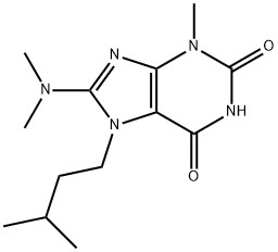 8-(dimethylamino)-7-isopentyl-3-methyl-3,7-dihydro-1H-purine-2,6-dione分子式结构图